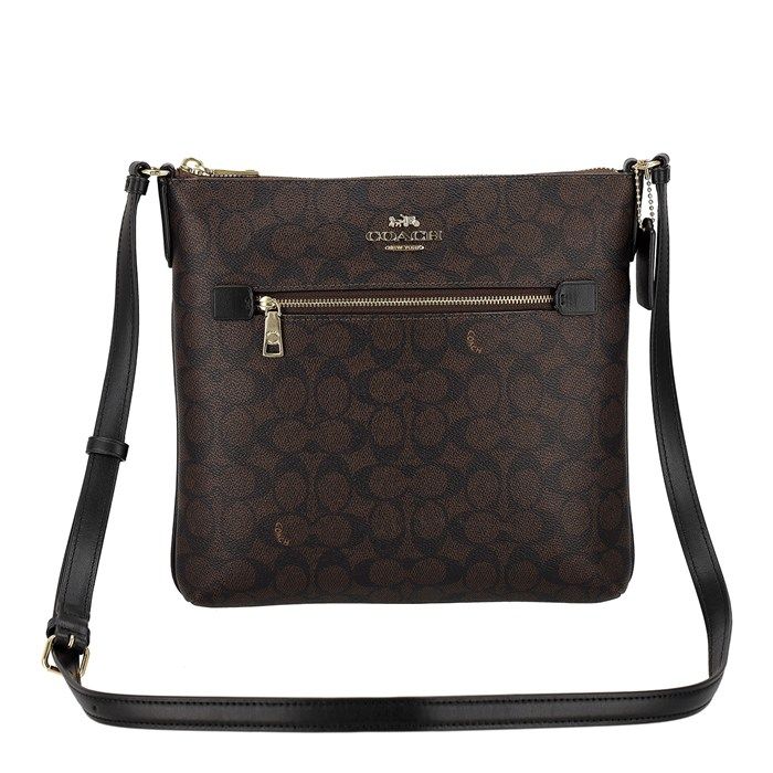 コーチ COACH ショルダーバッグ CCQ27 IMXAQ 2025 AW ウォルナット シグネチャーキャンバス ブラック レザー ゴールド金具