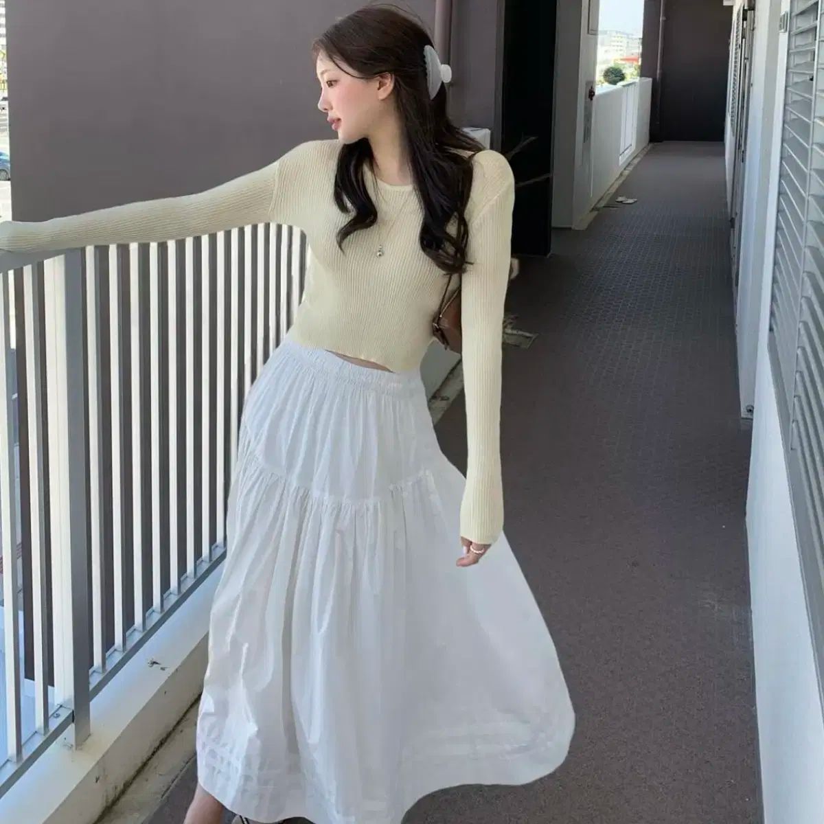 ondemin ロニ ロング丈スカート 白