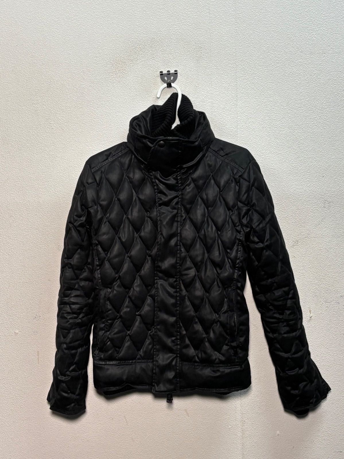 AKM ジャケット ニット 黒 ダブルファスナー キルティング