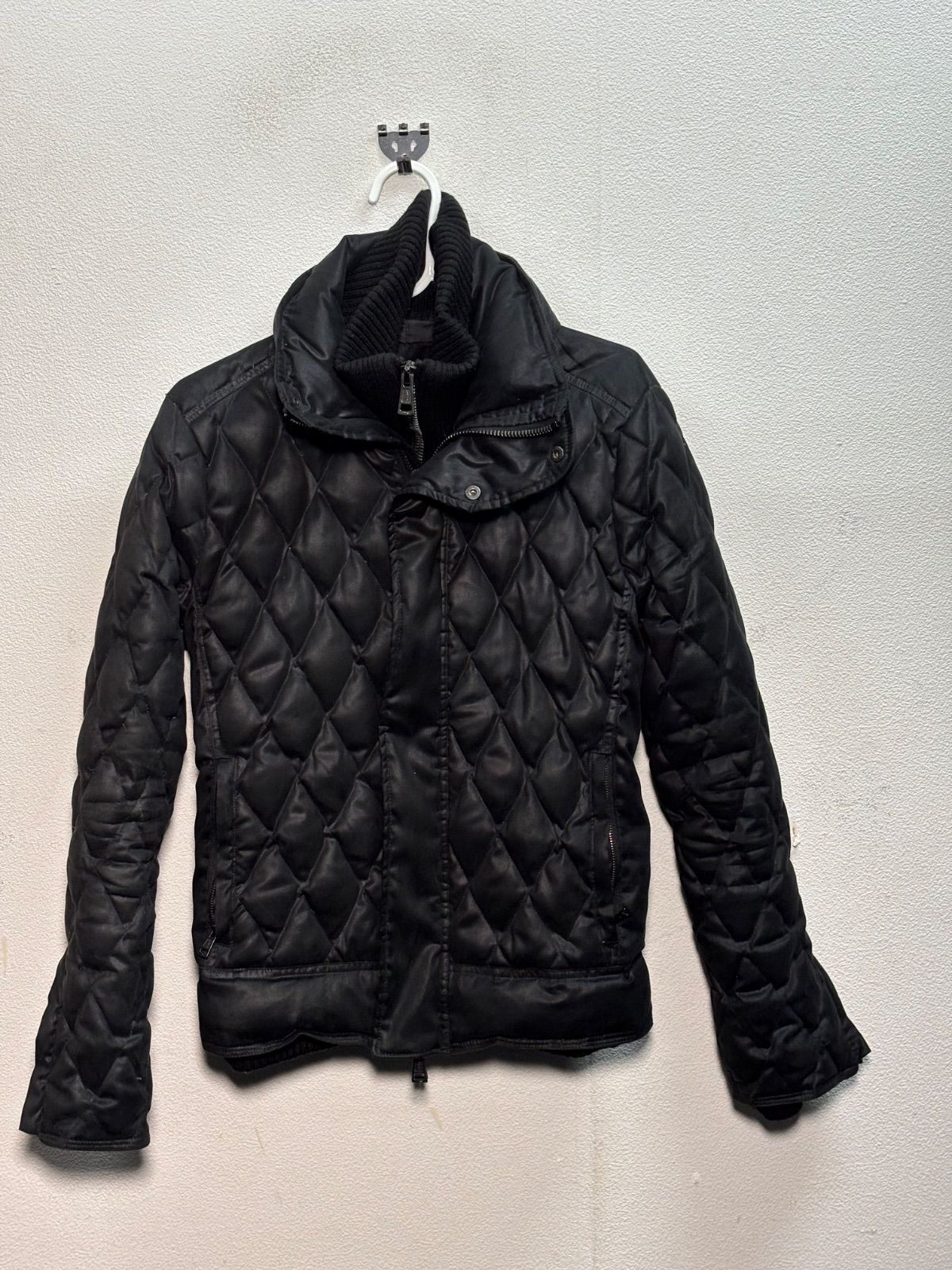 AKM ジャケット ニット 黒 ダブルファスナー キルティング