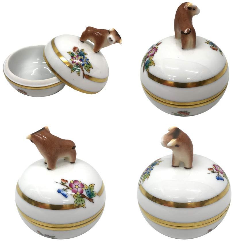 Herend ヘレンド ヴィクトリア ゴールド 干支小筺 うし マルボンボン 蓋つきケース 小物入れ ボンボントレイ aq12214 WWW_OPDRERGINERDOGAN_COM