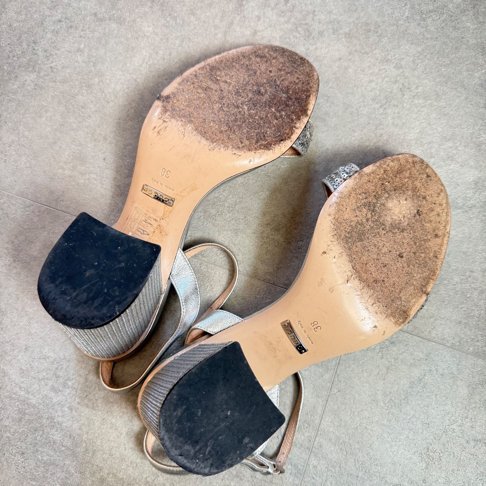 GUCCI グッチ サンダル ヒール レザー 25cm 38