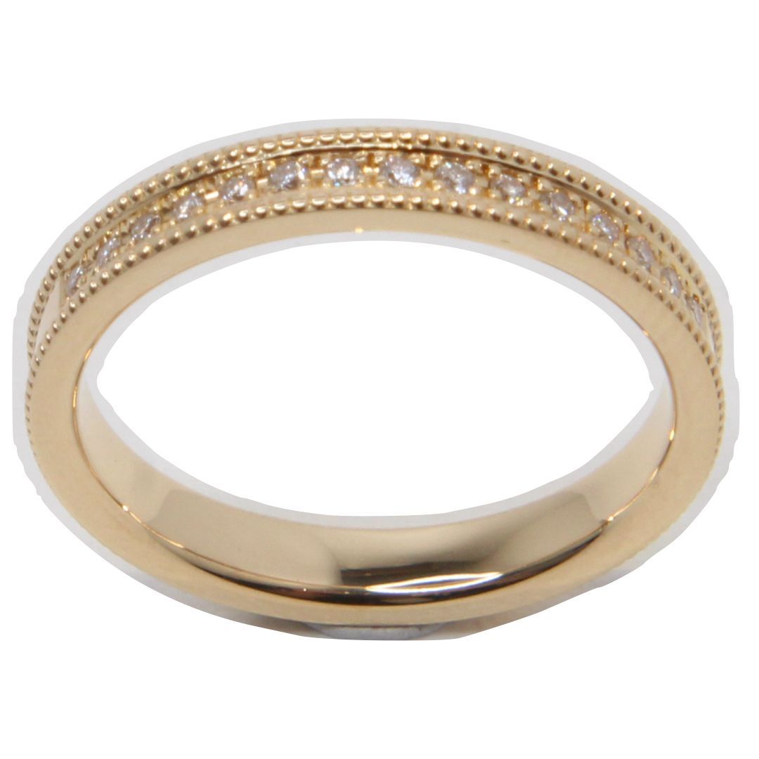 ダイヤ付 ゴールドリング 指輪 K 18 刻印あり D 0.075 ct 2.6 g 7号 金 ダイヤモンド レディース