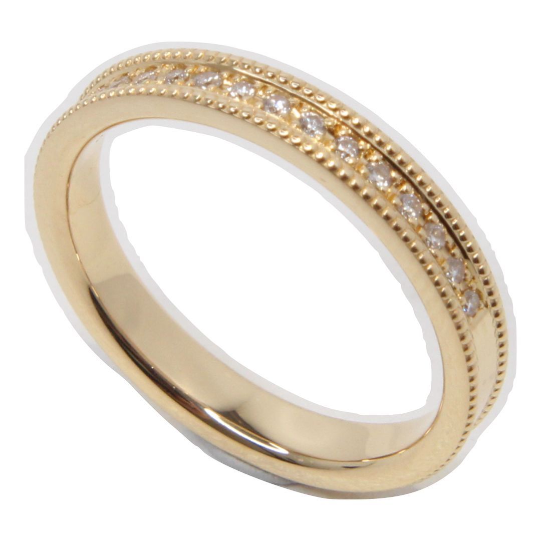 ダイヤ付 ゴールドリング 指輪 K18 刻印あり D 0.075ct 2.6g 7号 金 ダイヤモンド レディース