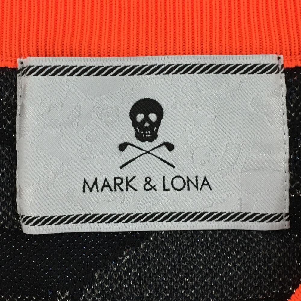 【送料無料】 マークアンドロナ セーター 黒×グレー 総柄編み ニット ラメ糸 Vネック メンズ M ゴルフウェア MARK＆LONA