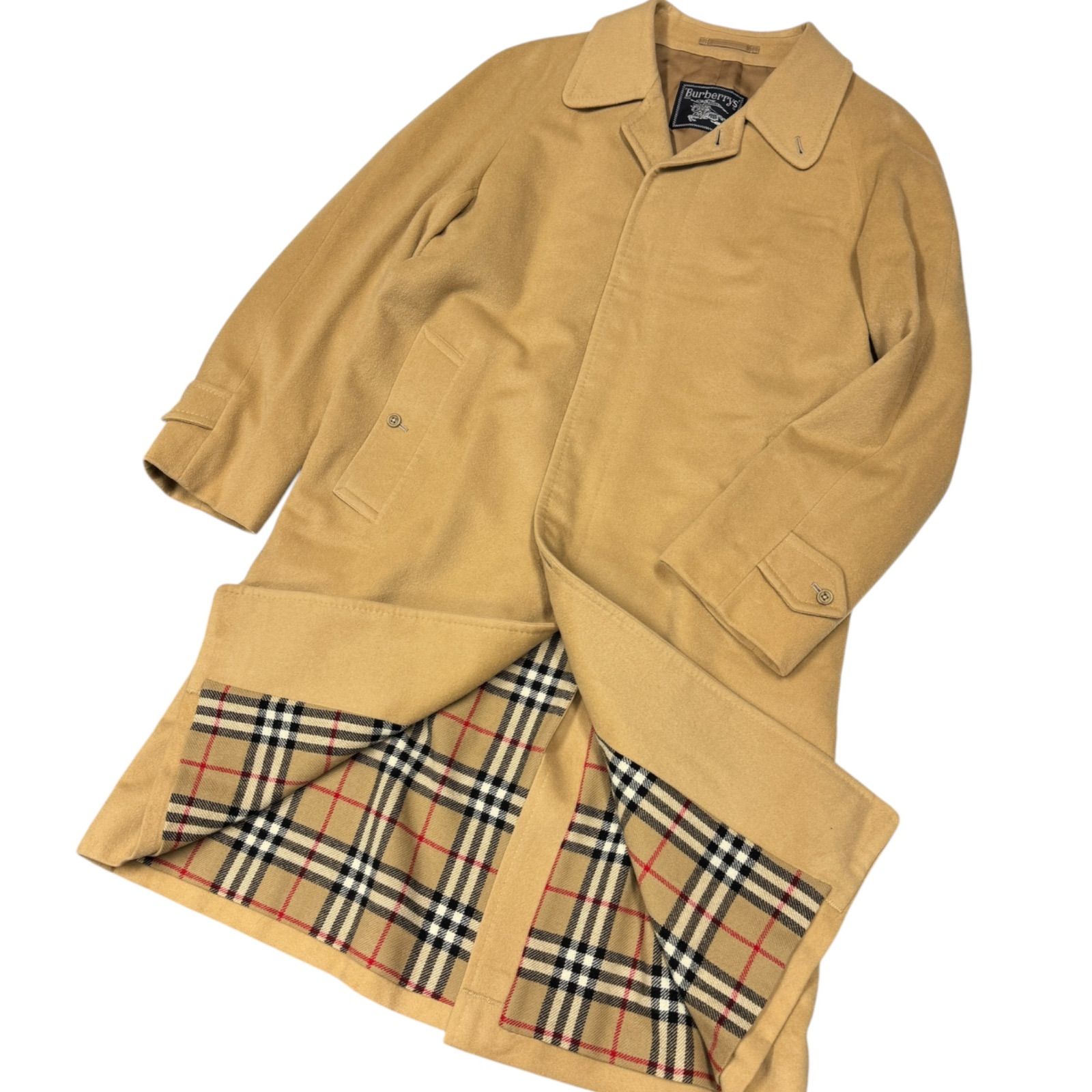 Burberrys バーバリー 裏地ノバチェック柄 ウールステン コート ロング キャメル 175 L相当 メンズ ヴィンテージ