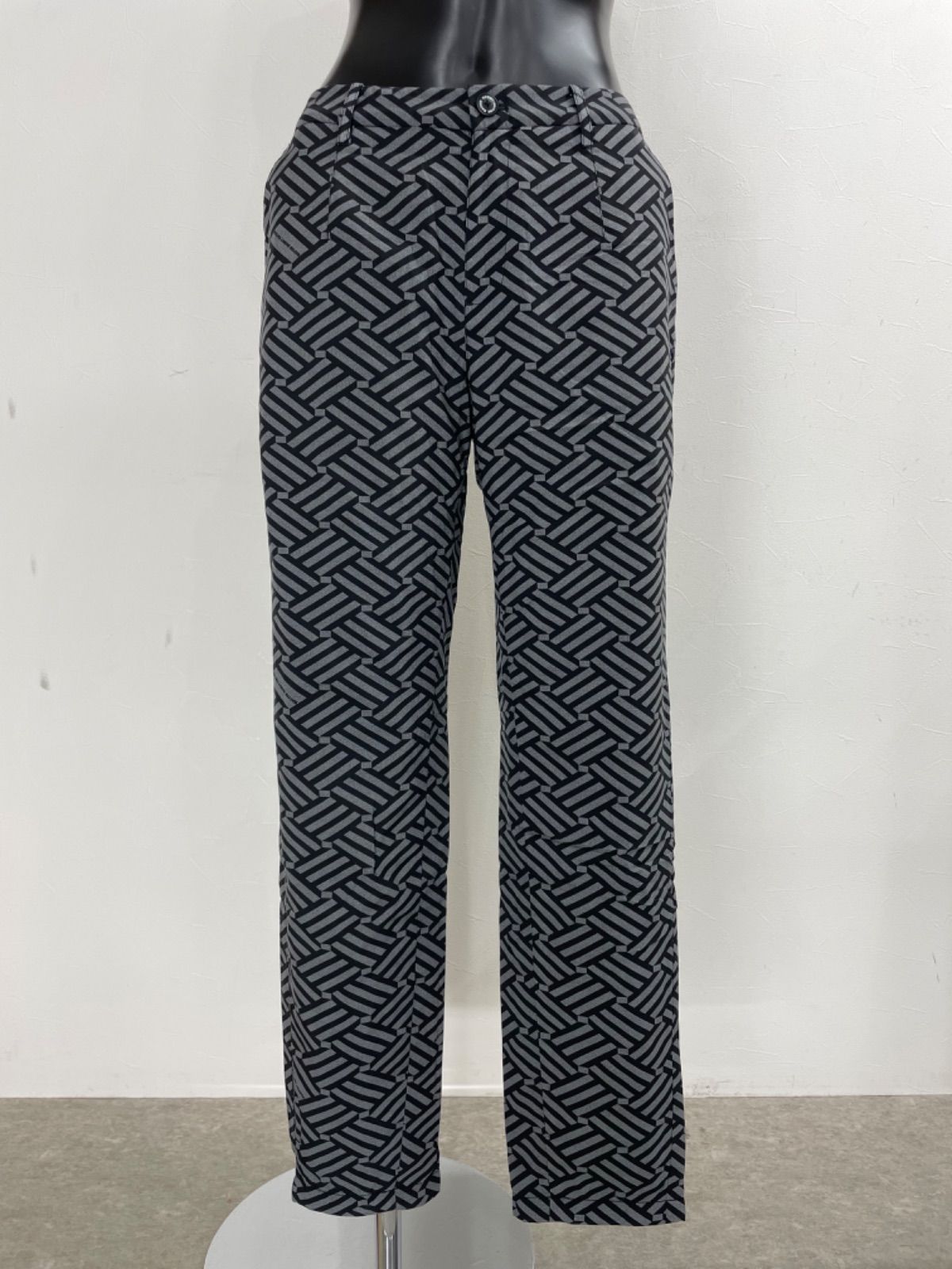 MASTER BUNNY EDITION マスターバニーエディション ナイロン ロング パンツ 裏起毛 幾何学模様 グレー レディース 1 M ゴルフウェア