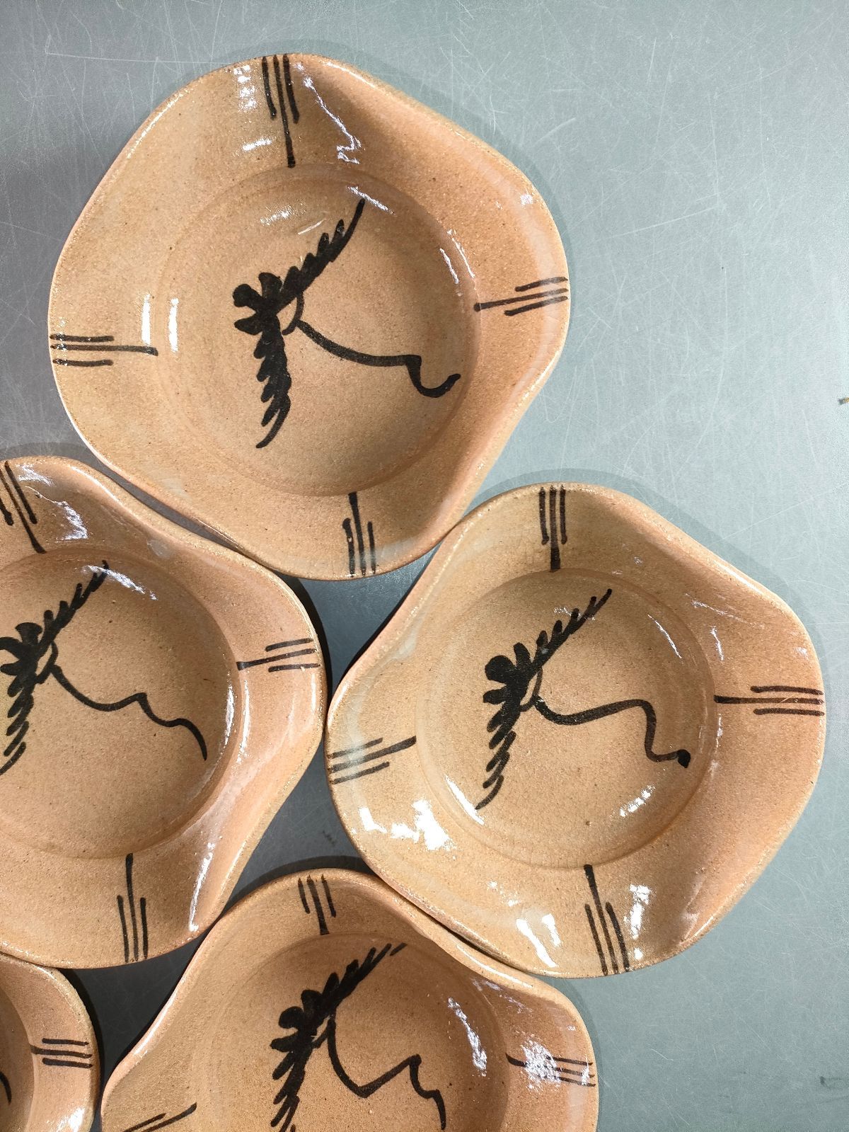 S16-1/唐津焼/十三代中里太郎右衛門窯/絵唐津向付5客/共箱/飾鉢/懐石