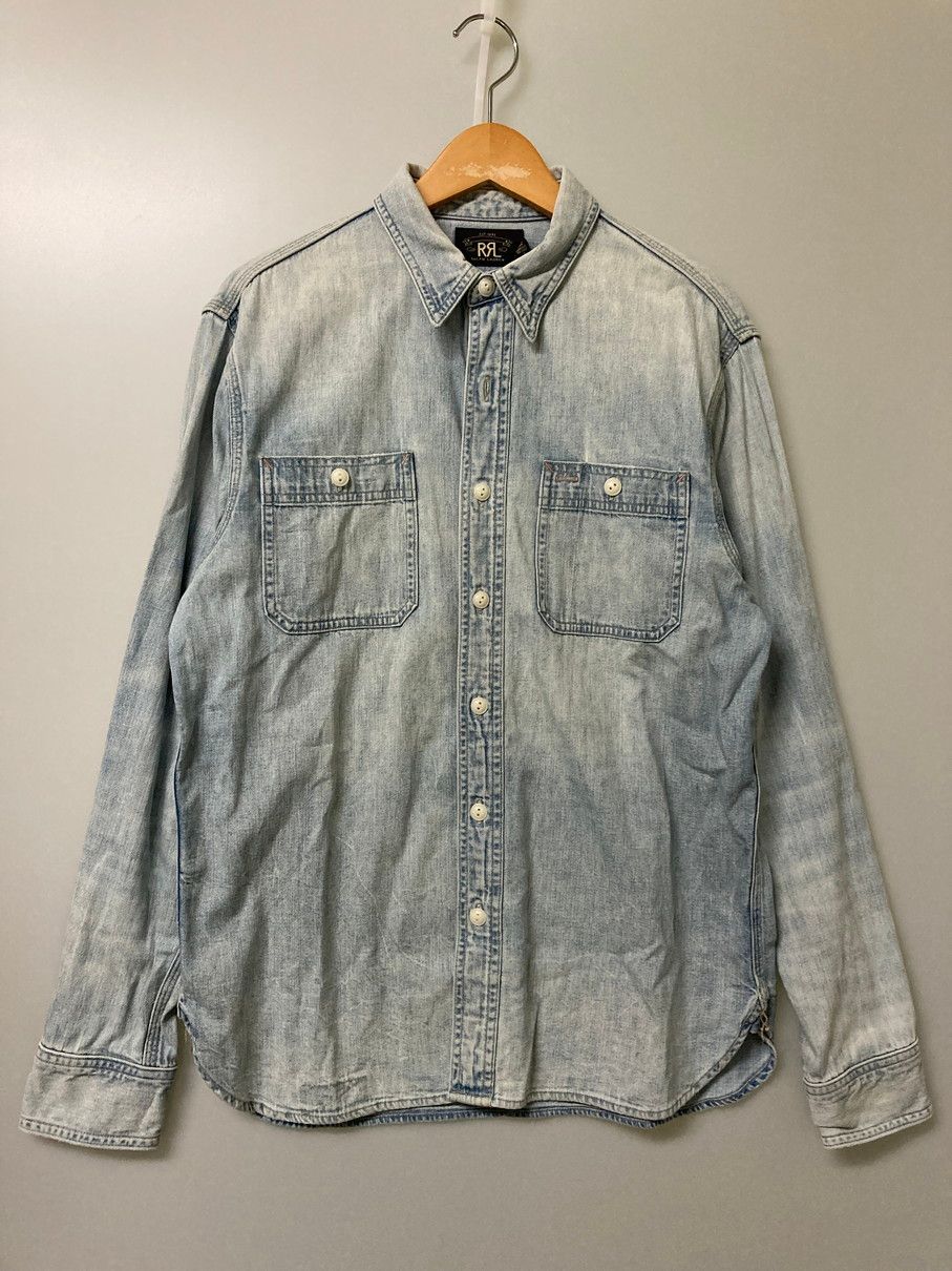 最高のヴィンテージ加工 万能アイテム RRL インディゴ デニムワークシャツ 最高のヴィンテージ加工 万能アイテム RRL インディゴ デニムワーク