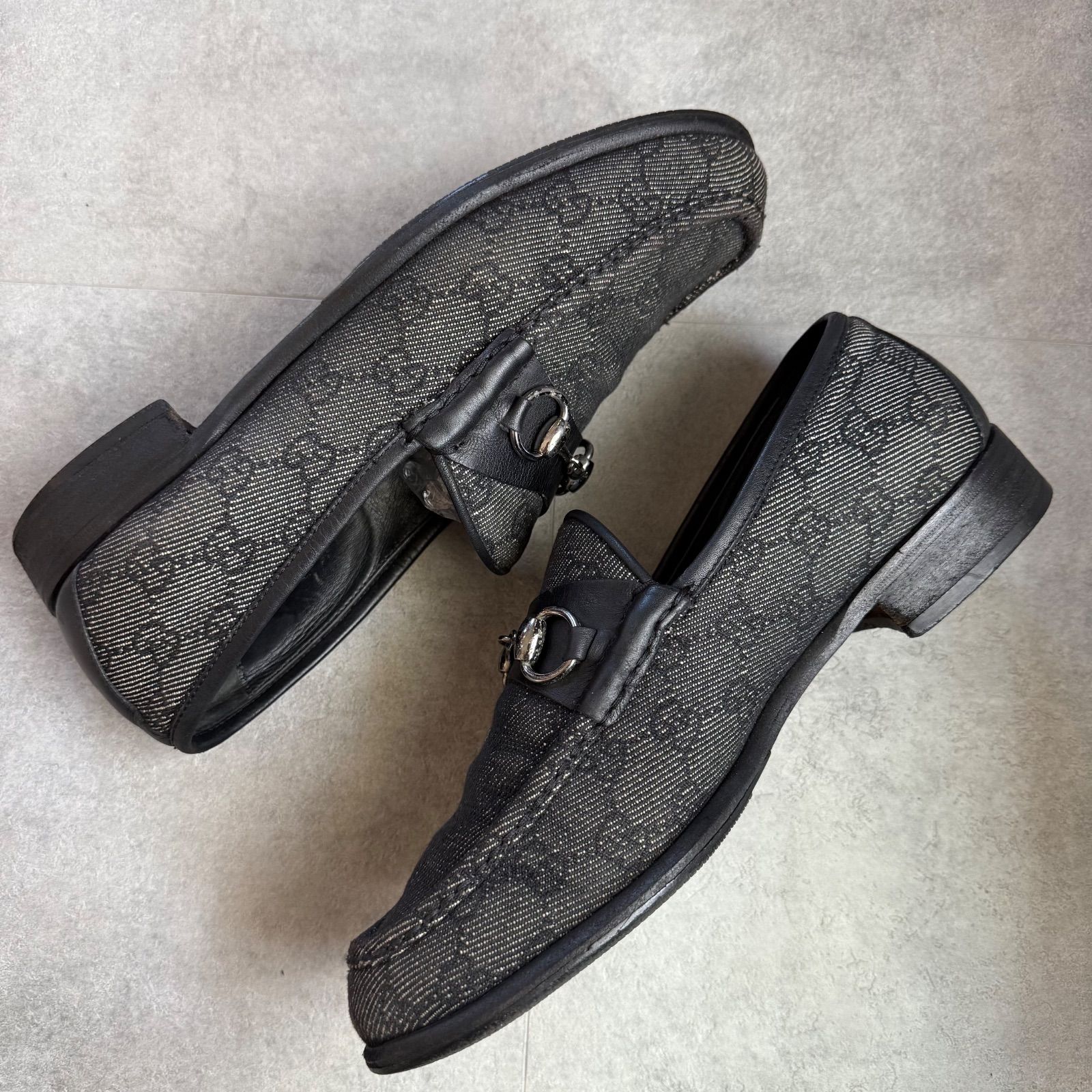 GUCCI グッチ ホースビットローファー GGキャンバス レザー ブラック