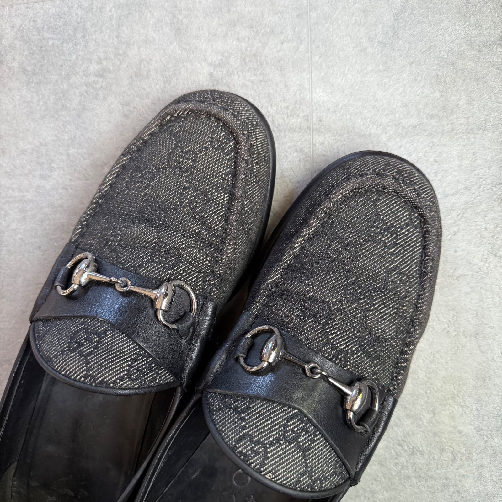 GUCCI グッチ ホースビットローファー GGキャンバス レザー ブラック
