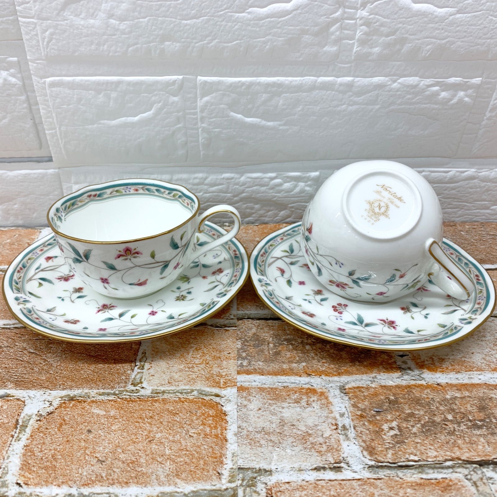 NORITAKE ノリタケ Bone China HANA SARASA 花更紗 カップ＆ソーサー 