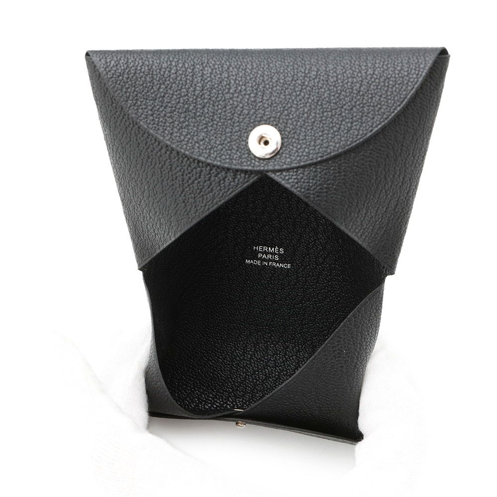  エルメス カードケース カルヴィ ブラック シェブルミゾル K刻印 HERMES 名刺入れ 黒 名刺入れ 小物