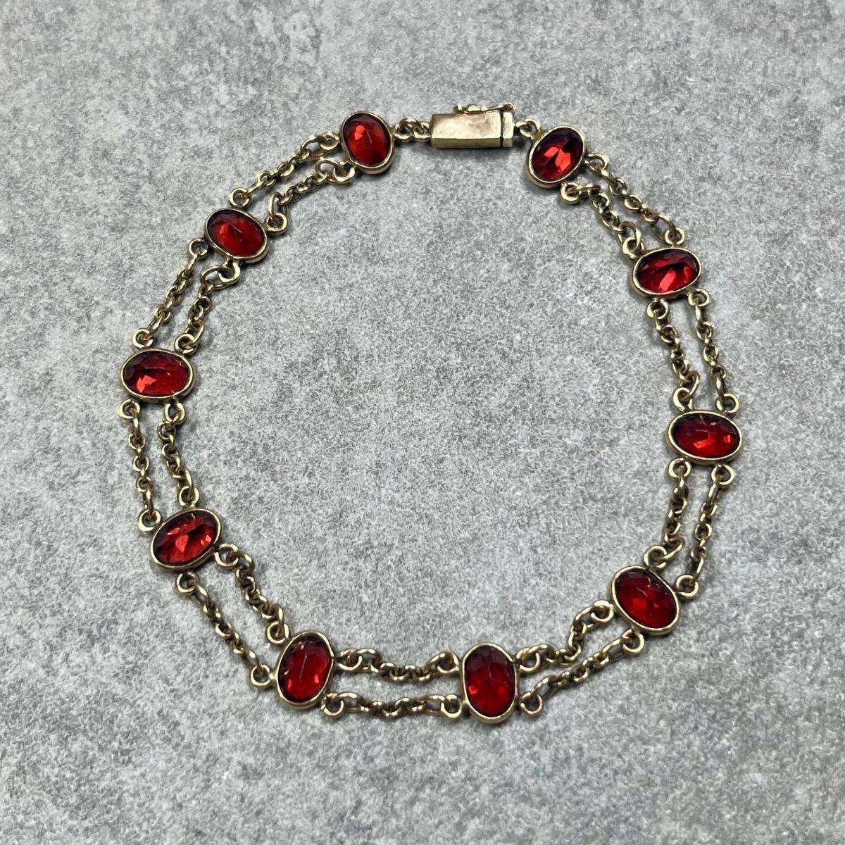 375 9 k ヴィンテージ ガーネット ブレスレット 9金 アンティーク