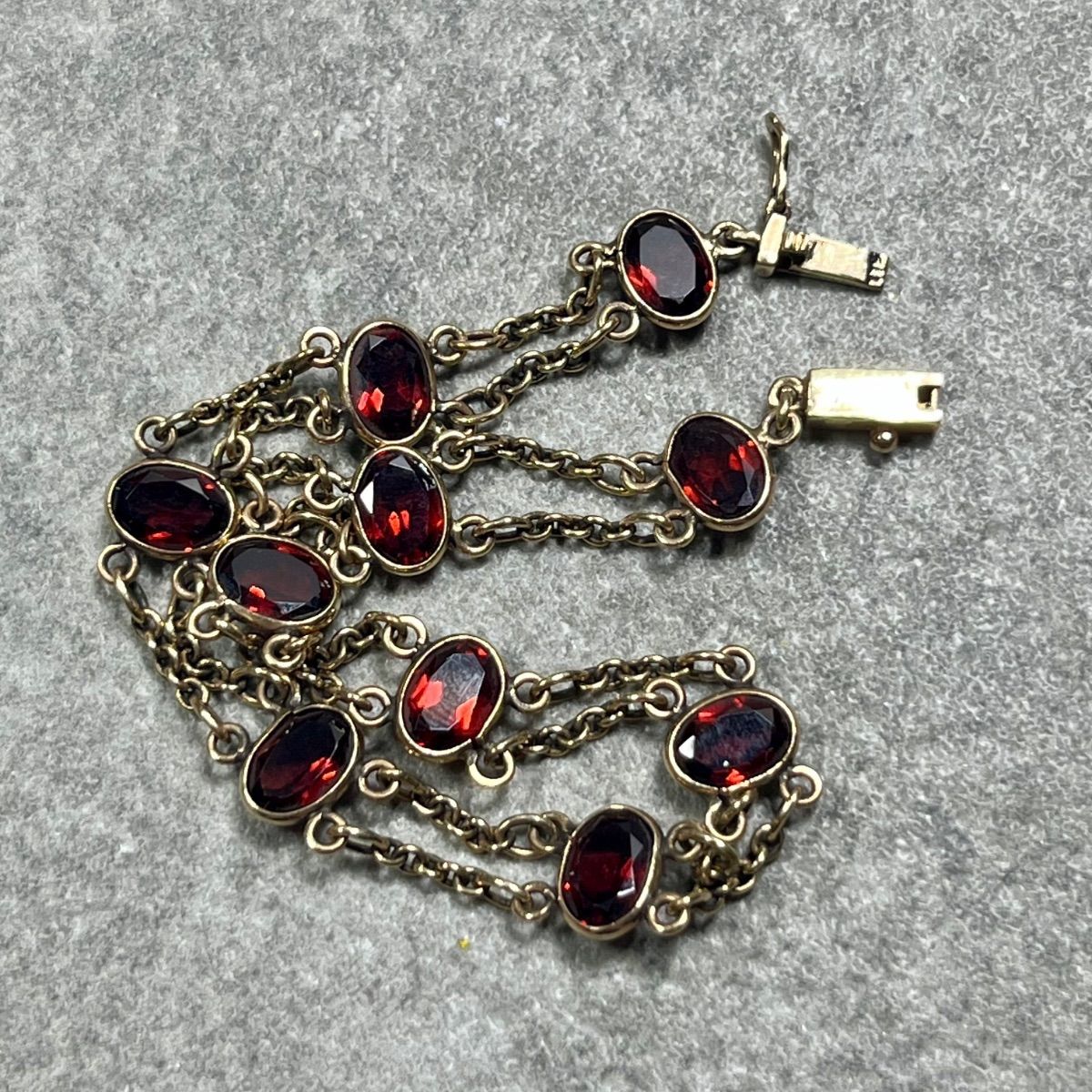 375 9 k ヴィンテージ ガーネット ブレスレット 9金 アンティーク