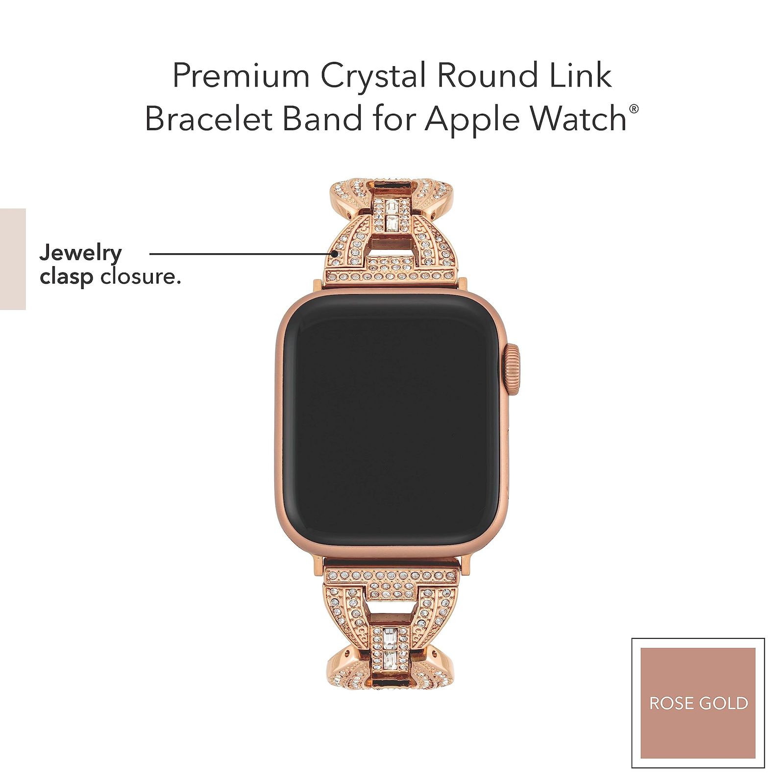 Anne Klein クリスタルアクセント ファッションブレスレット Apple Watch用 安全 調節 Watchバンドの交換 ほとんどの手首にフ ローズゴールド 42 mm Series 10 38 40 41