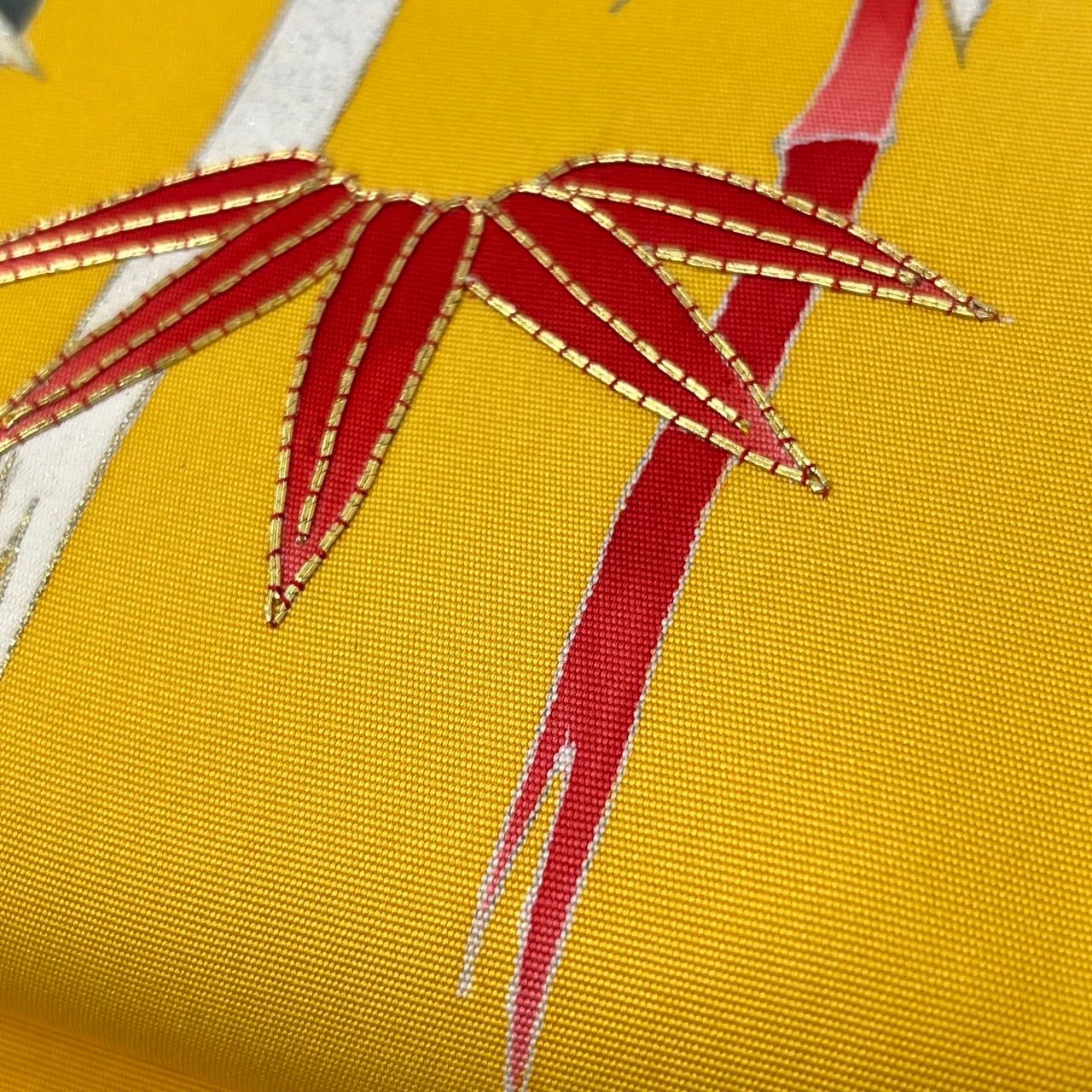 名古屋帯 塩瀬 金駒刺繍 笹の葉 九寸 正絹 着物 MA-1197 - メルカリ