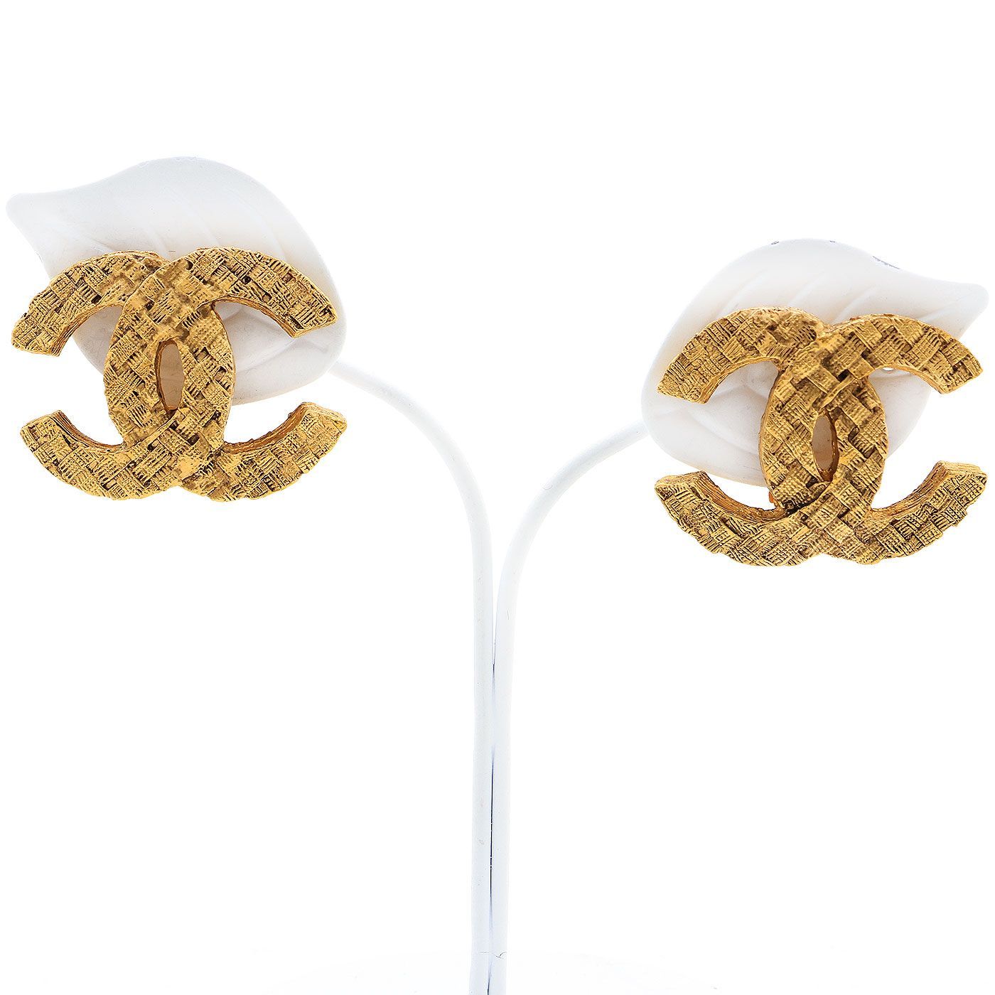シャネル CHANEL イヤリング ココマーク 格子柄 ヴィンテージ 2913 ゴールド レディース VINTAGECHANEL チェック柄 coco