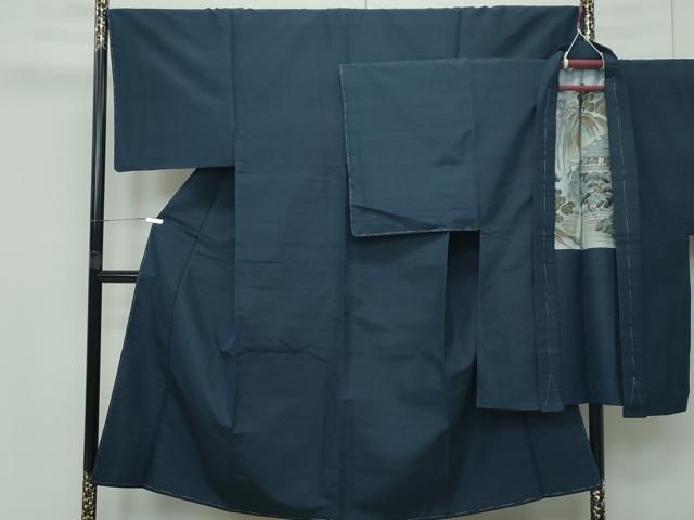 平和屋着物 上 男性 紬 アンサンブル 色無地 濃紺地 CZAA4203s5