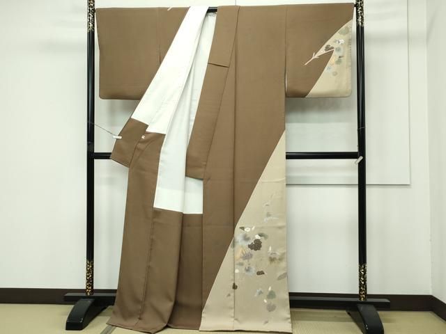 平和屋着物 上 訪問着 手描き 瓢箪 金彩 路考茶色地 s 5