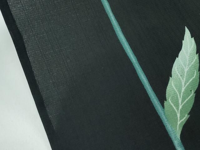 草花文 黒地