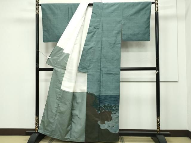 平和屋着物 上 能州紬 絲藝苑 上島洋山 訪問着 浜松文 s 5