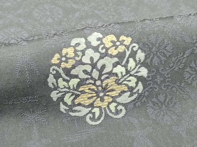 平和屋着物□極上 色留訪問着 お召地 刺繍 更紗花文 金銀彩 灰色地