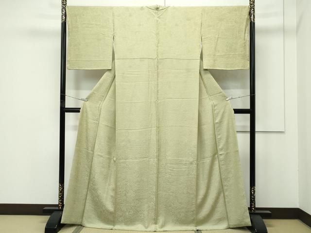 平和屋着物 上 色無地 黄海松茶色 風景地紋 さが美扱い s 5