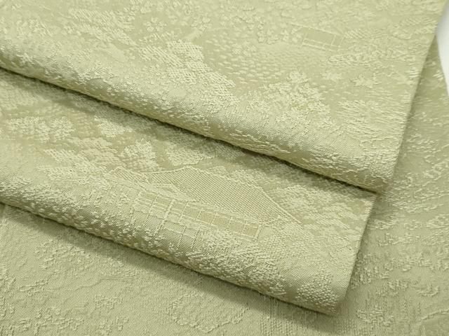 平和屋着物 上 色無地 黄海松茶色 風景地紋 さが美扱い s 5