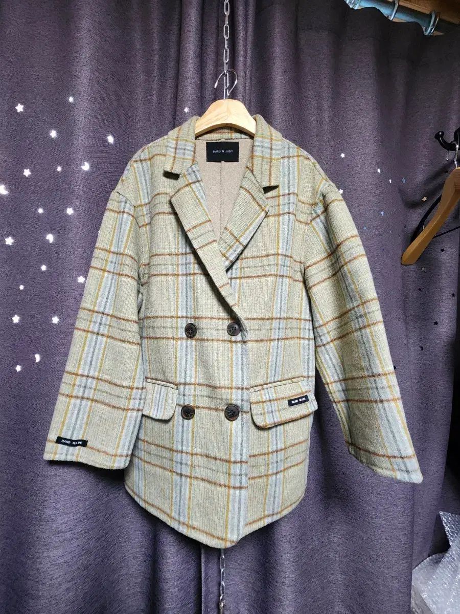 ブル ジュディ コットン CHECK ダブル ハンドメイド コート-95