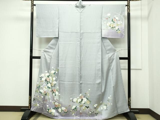 平和屋着物 上 訪問着 枝椿 暈し染め 蕎麦切色地 s 5