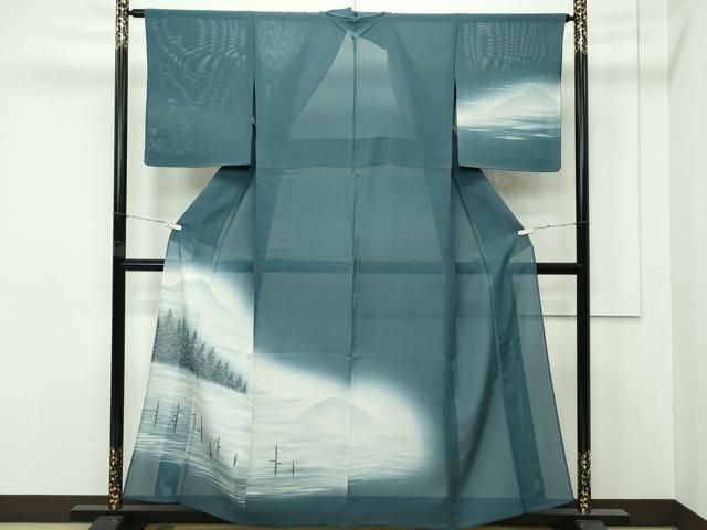 平和屋着物 上 夏物 訪問着 絽 風景文 暈し染め 革色地 s 5