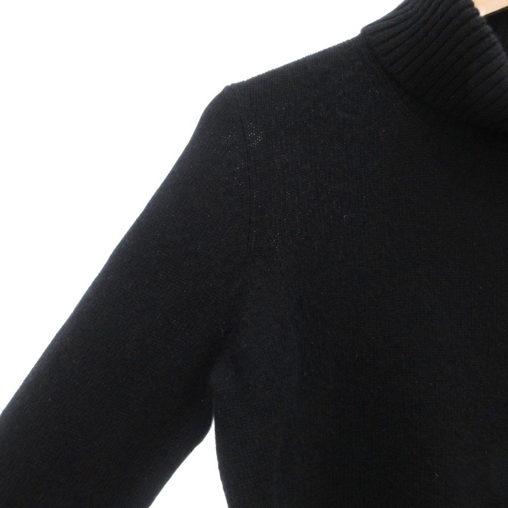  バーバリー ロンドン LONDON ニット セーター カシミヤ混 2 長袖 タートルネック ロゴ刺繍 ボタン リブ 黒 ブラック AE GY 17 ニット セーター トップス