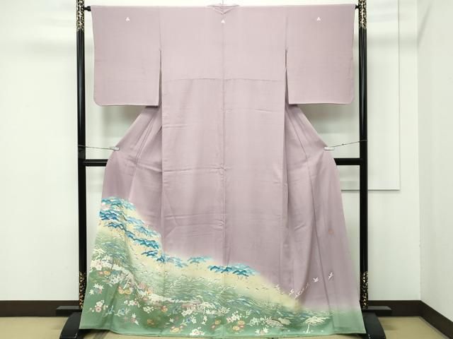 平和屋着物 上 本加賀友禅作家 西村央 色留袖 飛鶴風景文 暈し染め 胡桃染色地 大丸扱い s 5