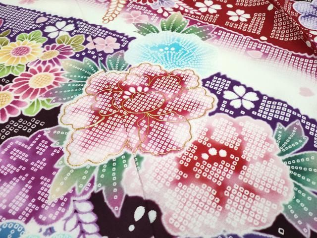 平和屋着物■極上　振袖　仮絵羽　草花吉祥文　暈し染め　逸品　未使用　CZAA4281s5 平和屋着物□極上 振袖 仮絵羽 草花吉祥文 暈し染め 逸品