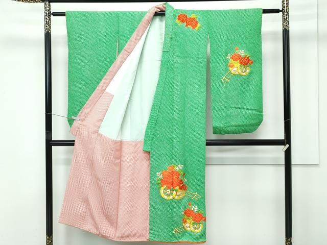 平和屋着物 上 七五三 女の子 7歳 祝着 袋帯セット 総絞り 総刺繍 駒刺繍 花車文 s 5