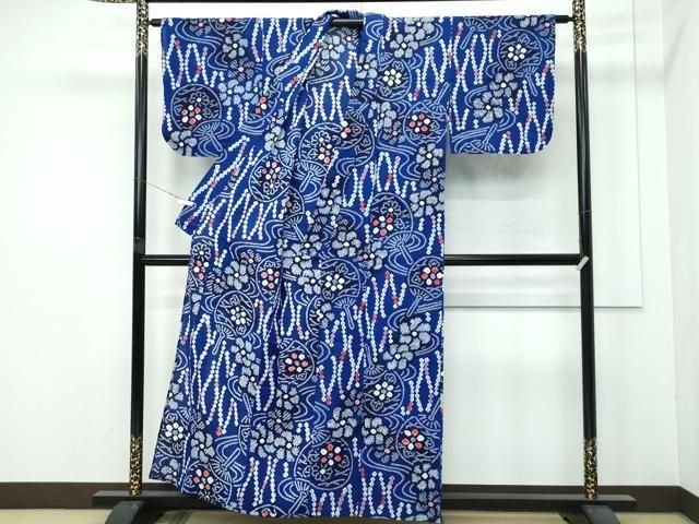 平和屋着物 上 夏物 浴衣 有松鳴海絞り 流水団扇花文 綿 s 5