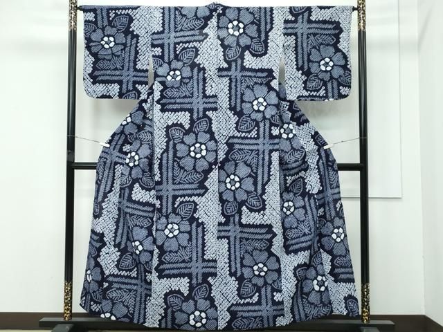 平和屋着物 上 夏物 浴衣 有松鳴海絞り 格子花文 綿 s 5