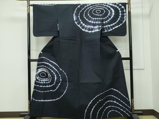 平和屋着物□極上 夏物 浴衣 有松鳴海絞り 立涌花文 綿 逸品