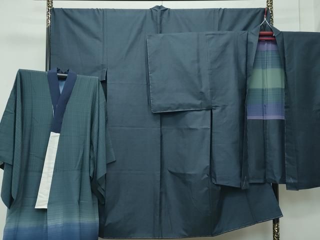 平和屋着物 上 男性 本場大島紬 アンサンブル 長襦袢セット 100亀甲 総詰め CZAA4328s5