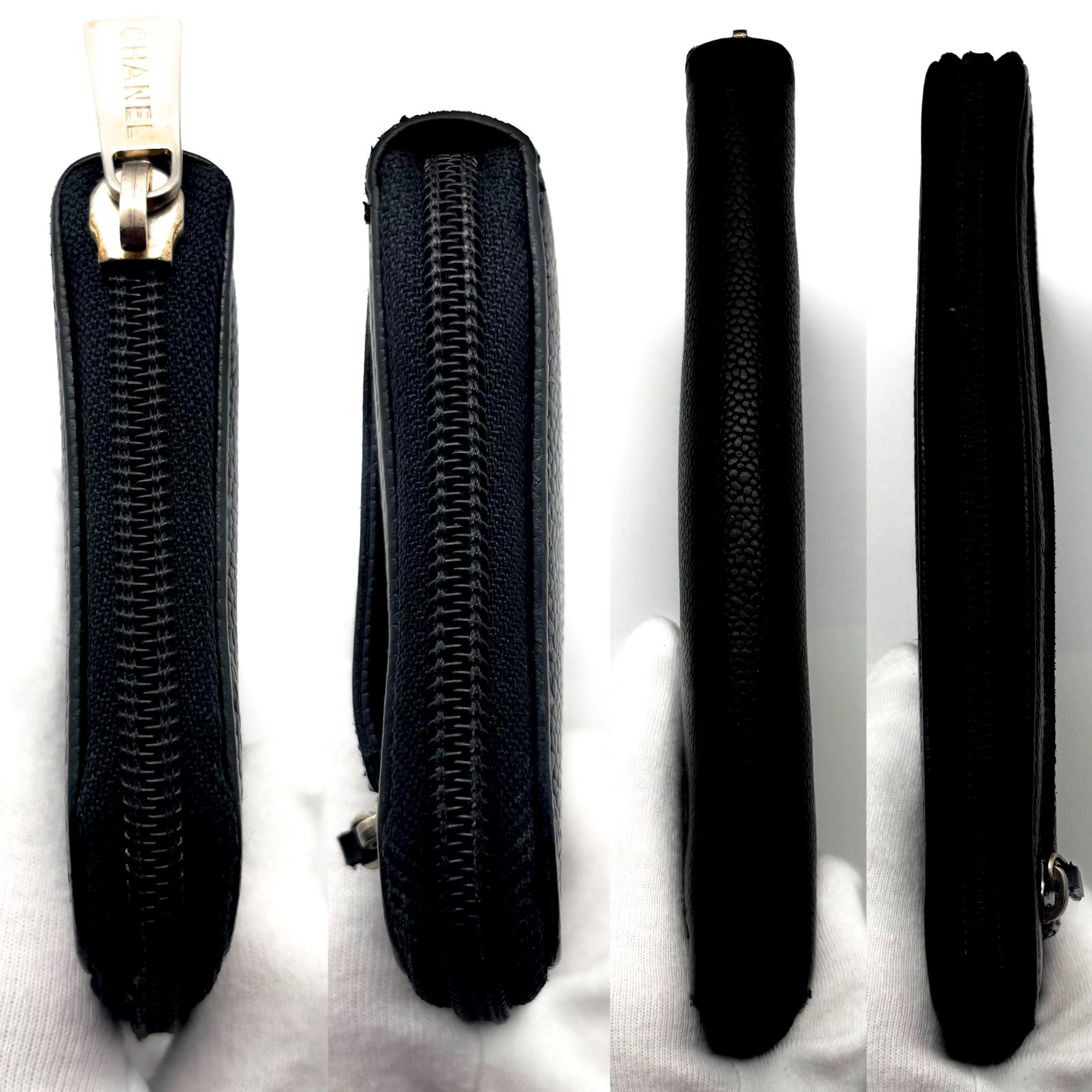 美品✨】シャネル 長財布 ココステッチ キャビアスキン ラウンドジップ