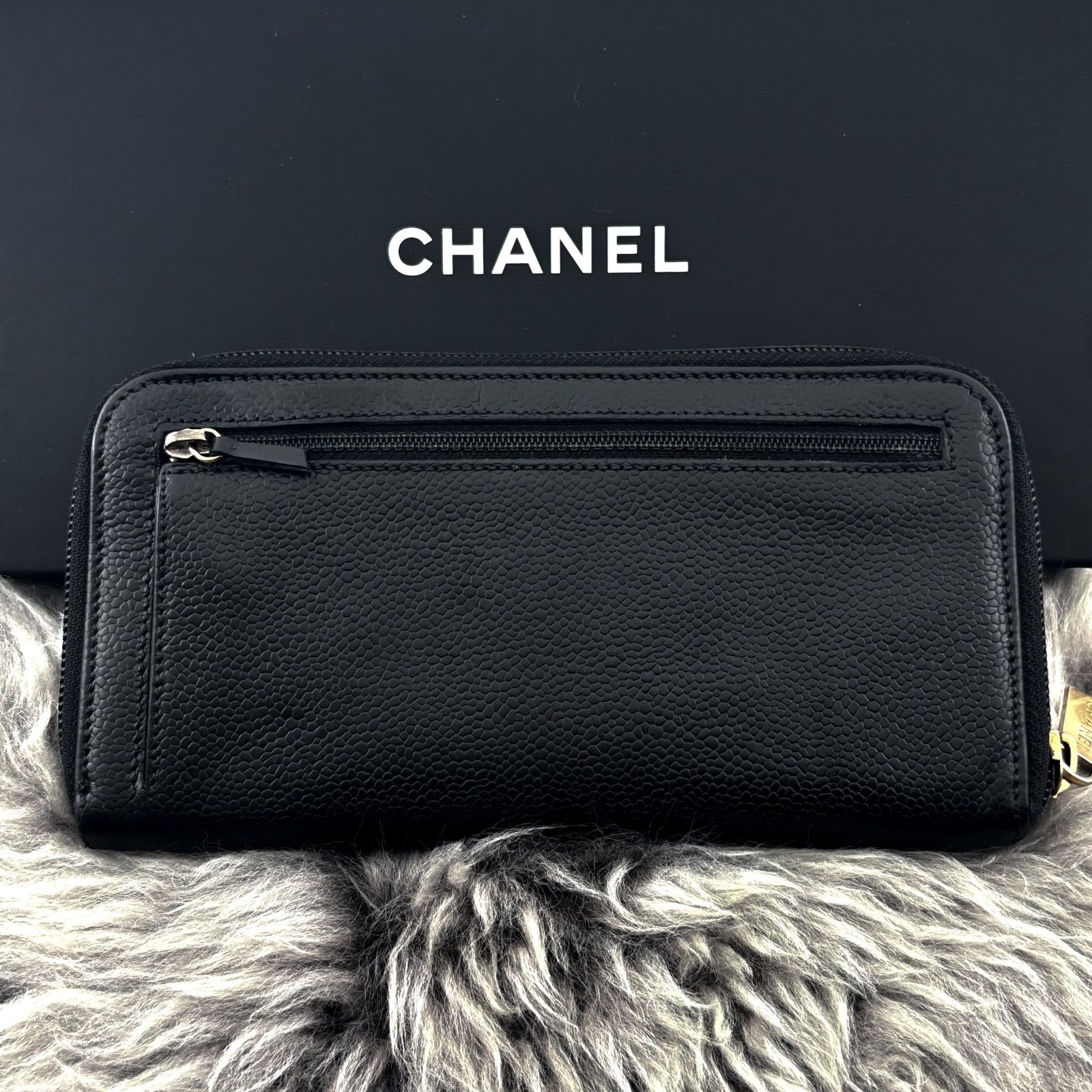 【極美品✨新型】シャネル 長財布 ココステッチ キャビア ラウンドジップ 美品✨】シャネル 長財布 ココステッチ キャビアスキン ラウンドジップ