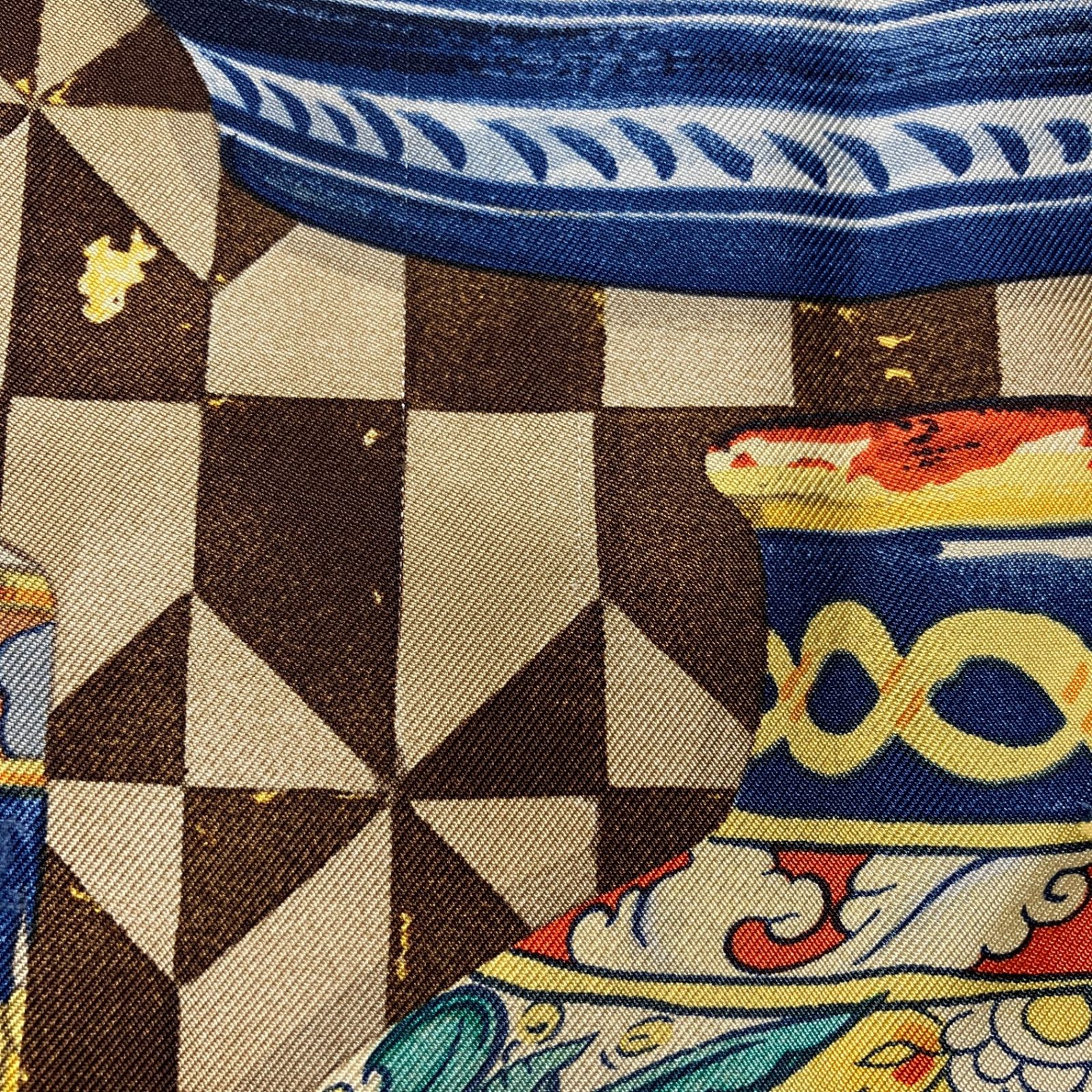 2510-3｜グッチ スカーフ シルク ブラウン系