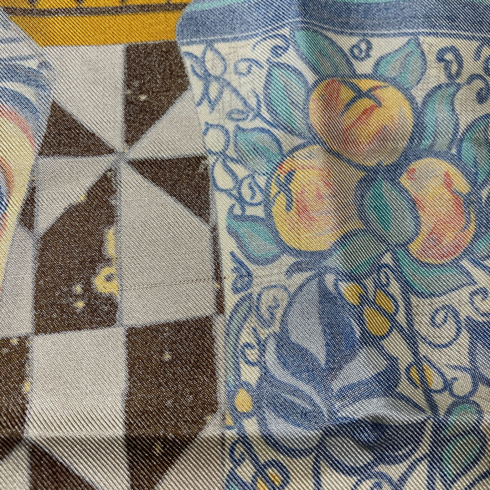  2510-3｜グッチ スカーフ シルク ブラウン系 バンダナ スカーフ 小物