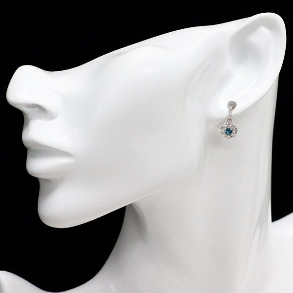 Pt950/Pt900 ブラジル産 パライバトルマリン ダイヤモンド ピアス 0.32