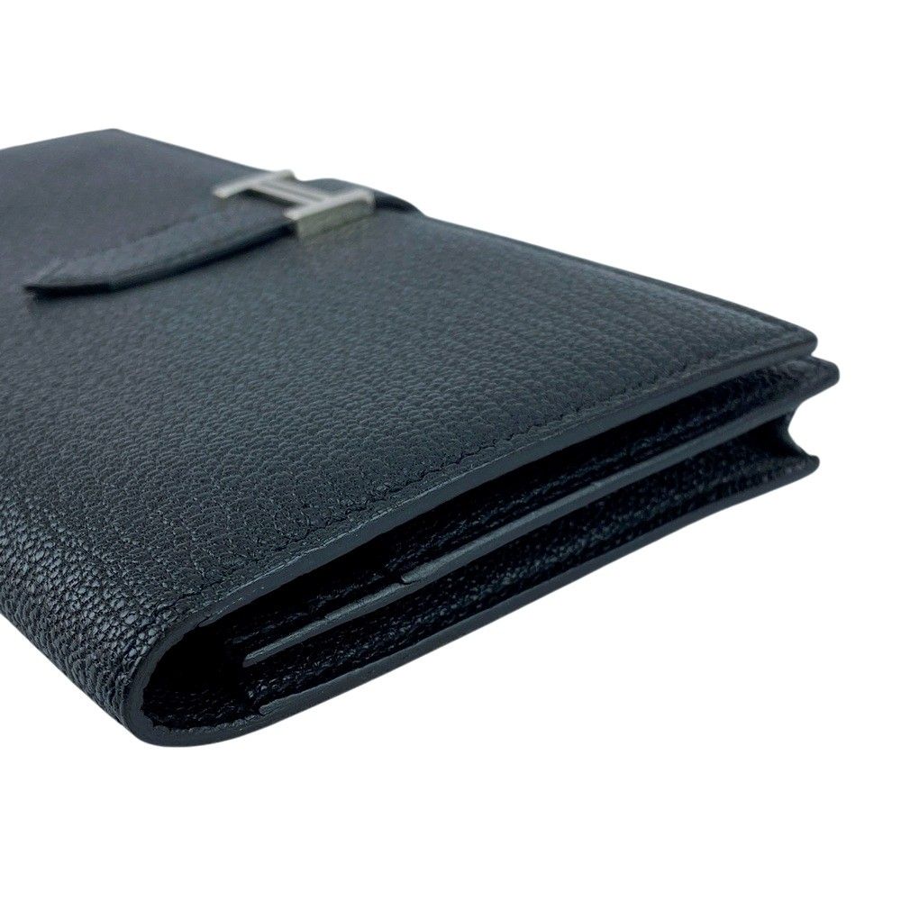  エルメス ベアンスフレ 長財布 ウォレット シェーブル ブラック シルバー C刻 箱 480393 5 長財布 小物