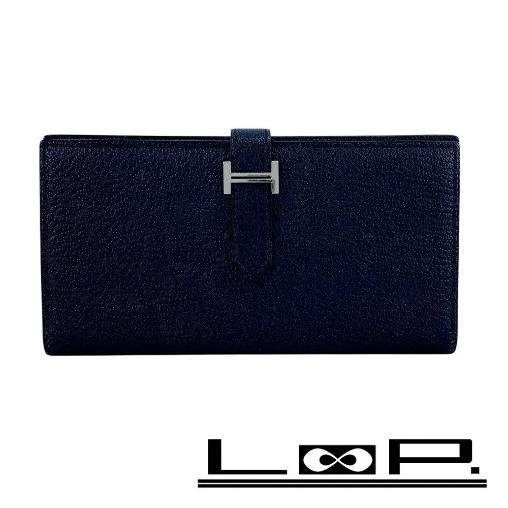 エルメス ベアンスフレ 長財布 ウォレット シェーブル ブラック シルバー C刻 箱 480393 5