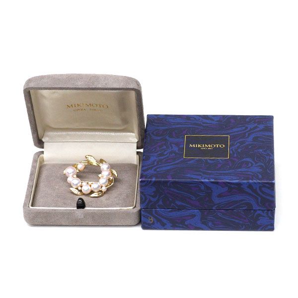 ミキモト K18YG アコヤ 真珠 ダイヤモンド ブローチ ミキモト K18YG アコヤ真珠 ダイヤモンド ブローチ 径約3.3-7.4mm