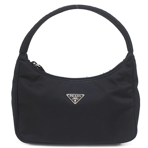 プラダ PRADA ハンドバッグ ホーボー ミニバッグ ナイロン ブラック シルバー金具 黒 三角ロゴプレート MV515 保存袋