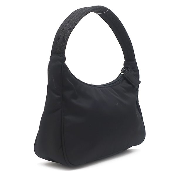 プラダ PRADA ハンドバッグ ホーボー ミニバッグ ナイロン ブラック シルバー金具 黒 三角ロゴプレート MV515 保存袋